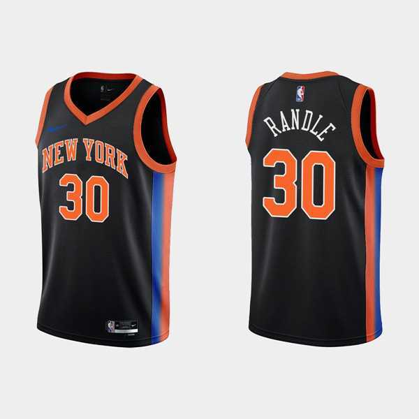 Men%27s New York Knicks #30 Julius Randle Black City Edition Stitched Basketball Jersey Dzhi